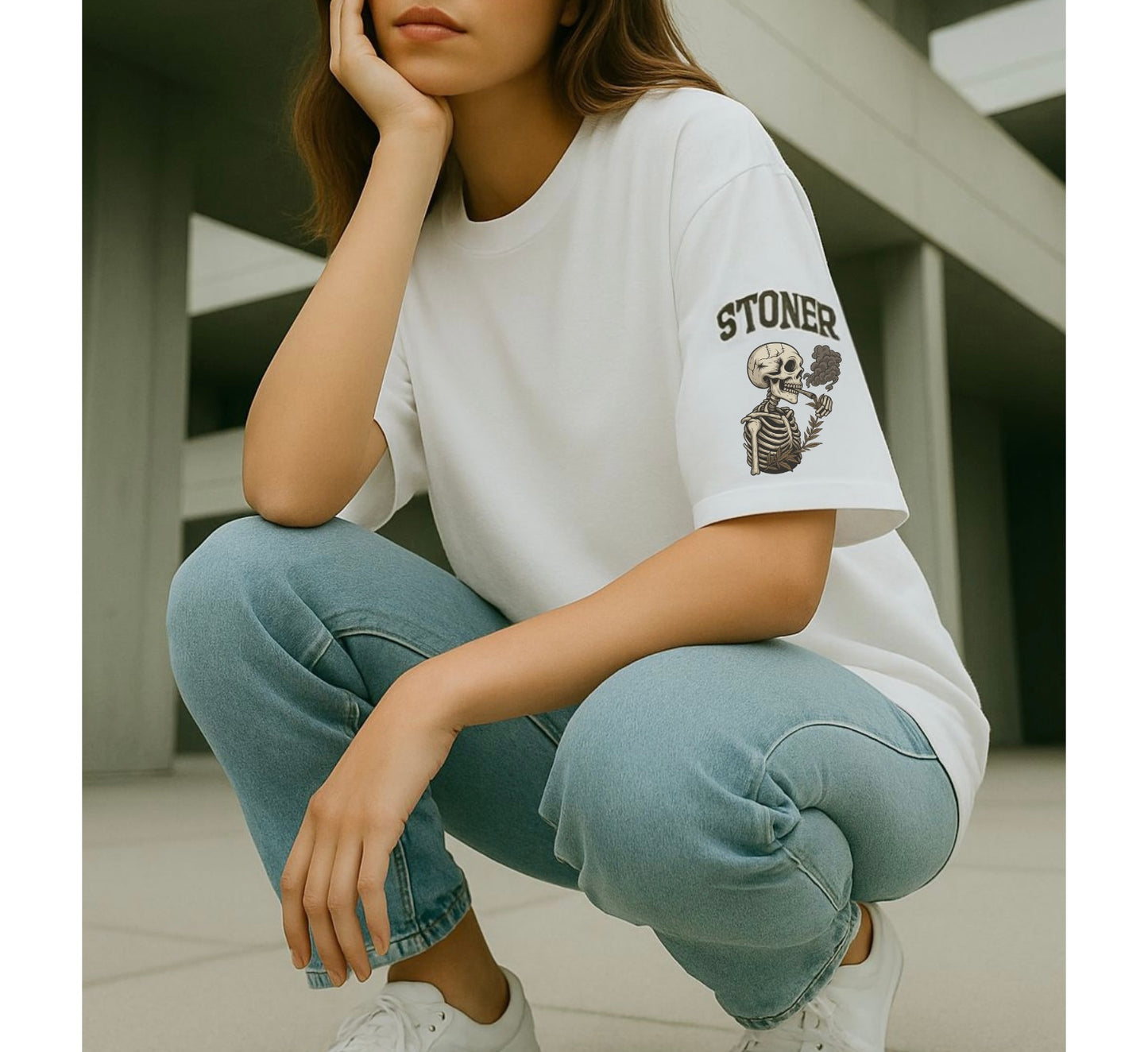 420 Never Ends Oversized Graphic Tee – Skeleton Smoker Streetwear (Unisex)