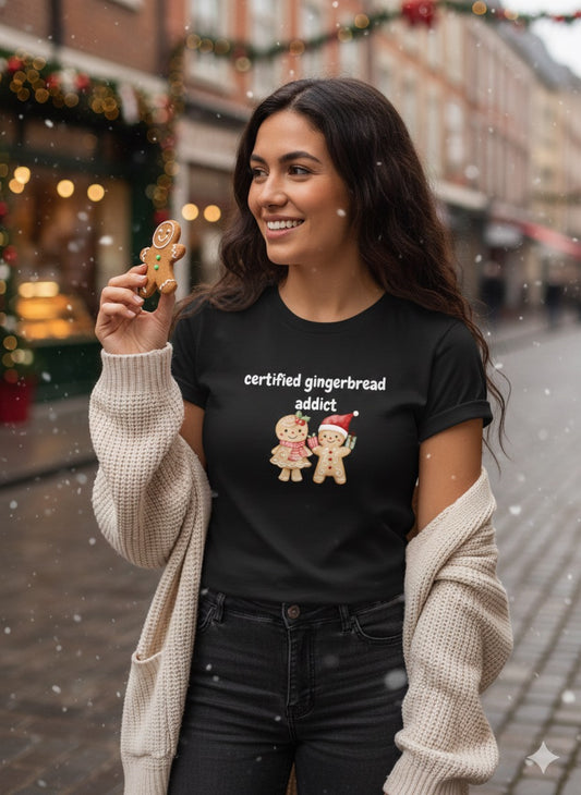 Certified Gingerbread Addict – Cute Christmas Graphic T-Shirt