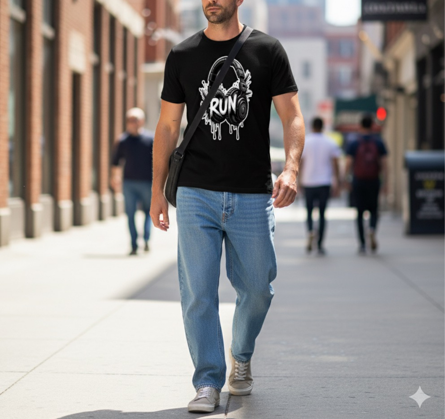 RUN Vibe - Black Slim Fit- Graphic Tee